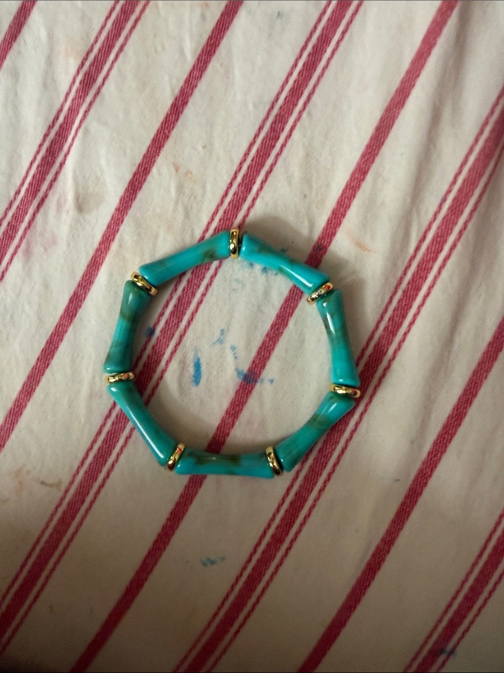 Gold-Accent Turquoise Beaded Stretch Bracelet - Women Jewelry